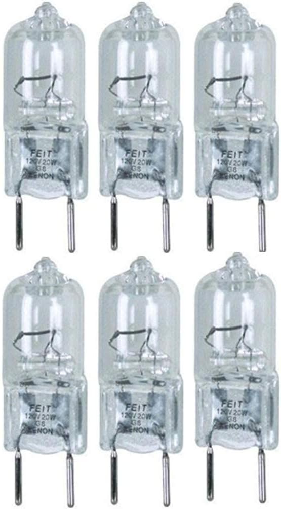 Feit Electric BPXN20/G8/3 Xenon 20-Watt Light Bulb (Pack of 2), Each pack includes 3 bulbs, 120 Volt bulb with G8 base, Similar in performance to halogen bulbs, Runs cooler for 4000 hours of life