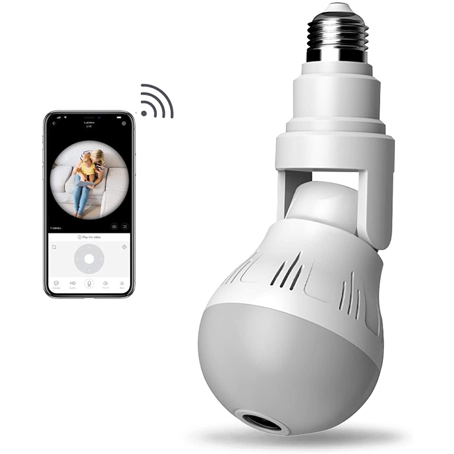 360° WiFi Smart Wireless CCTV Bulb Camera | 1080p Resolution | Alarm, Fish Eye Night Vision | 360° Viewing Area | Supports MicroSD Card Storage | Indoor Two-way voice Real-Time Communication Motion Detection Alarm | Live Monitoring