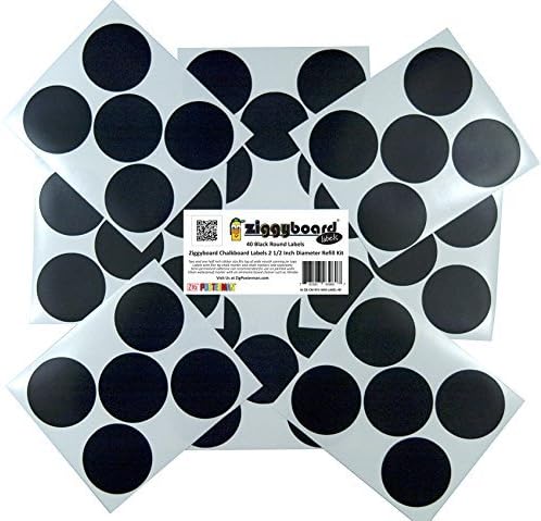 Ziggyboard Chalkboard 2 1/2 Inch Round Canning, Spice or Kitchen Label Refill Kit 40 Round Stickers Size: 2.5 inch diameter Model: IA-ZB-CM-RFL-WM-LABEL-40 (Home & Kitchen)