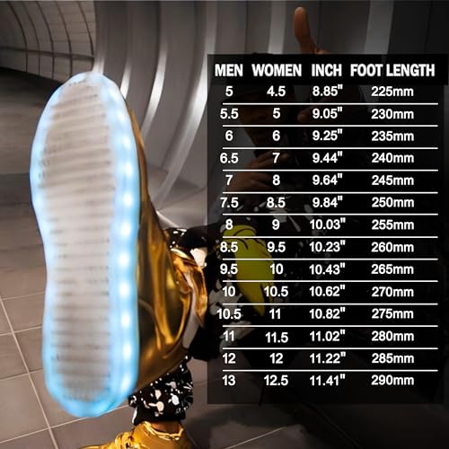 Igxx Led Light Up Shoes For Men Usb Recharging High Top Led Sneakers Women Kids Gold thumb #5