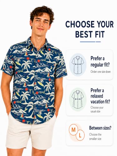 Image of Yoimira Hawaiian Shirts for Men, Print Mens Casual Short Sleeve Button Down Shirts Floral Aloha Beach Shirt