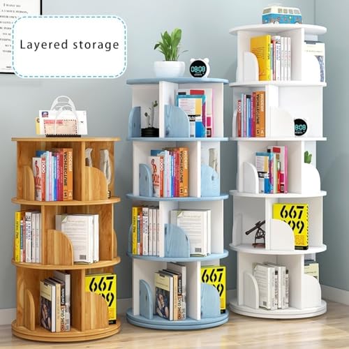 Estantería giratoria blanca de 3/4/5/6 niveles con ángulo de 360 grados para libros de suelo 3