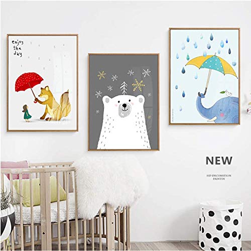 Affiche enfant éléphant ours renard pour décorer une chambre de bébé cocooning