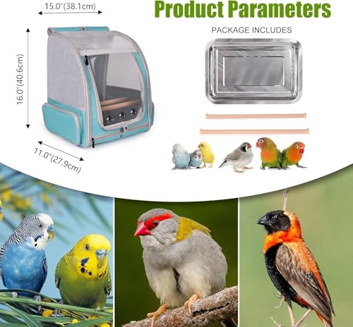 Sac à dos pour oiseaux de qualité supérieure avec perchoirs et plateau métallique - 3