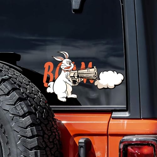 Nouiroy Crazy Rabbit Sticker for Cars,Double-Side Cute Animal Stickers Window Clings Funny Puppy Little Bear Sticker Car Decal Cute Self-Adhesive Car Scratch Stickers (Crazy Rabbit)