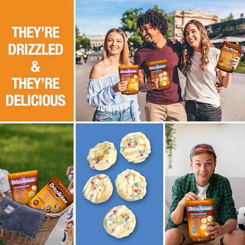 Drizzilicious Mini Rice Cakes Birthday Cake - Rice Crisps, Healthy Snack for Adults and Kids, Flavored Rice Cakes, Vegan, Gluten Free, Allergen Free, Only 90 Calories Per Serving - 4 oz (Pack of 6)