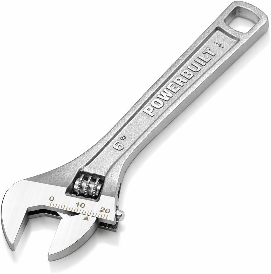 Powerbuilt 12 Inch Adjustable Wrench, Easy Read Pre-Adjustment Jaw Markings, Thick I-Beam Handle, - 644043
