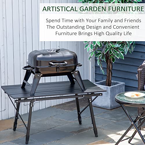 Outsunny 14'' Iron Tabletop Charcoal Grill With Portable Anti-Scalding Handle Design, Folding Legs For Outdoor Bbq For Poolside, Backyard, Garden #TOP6