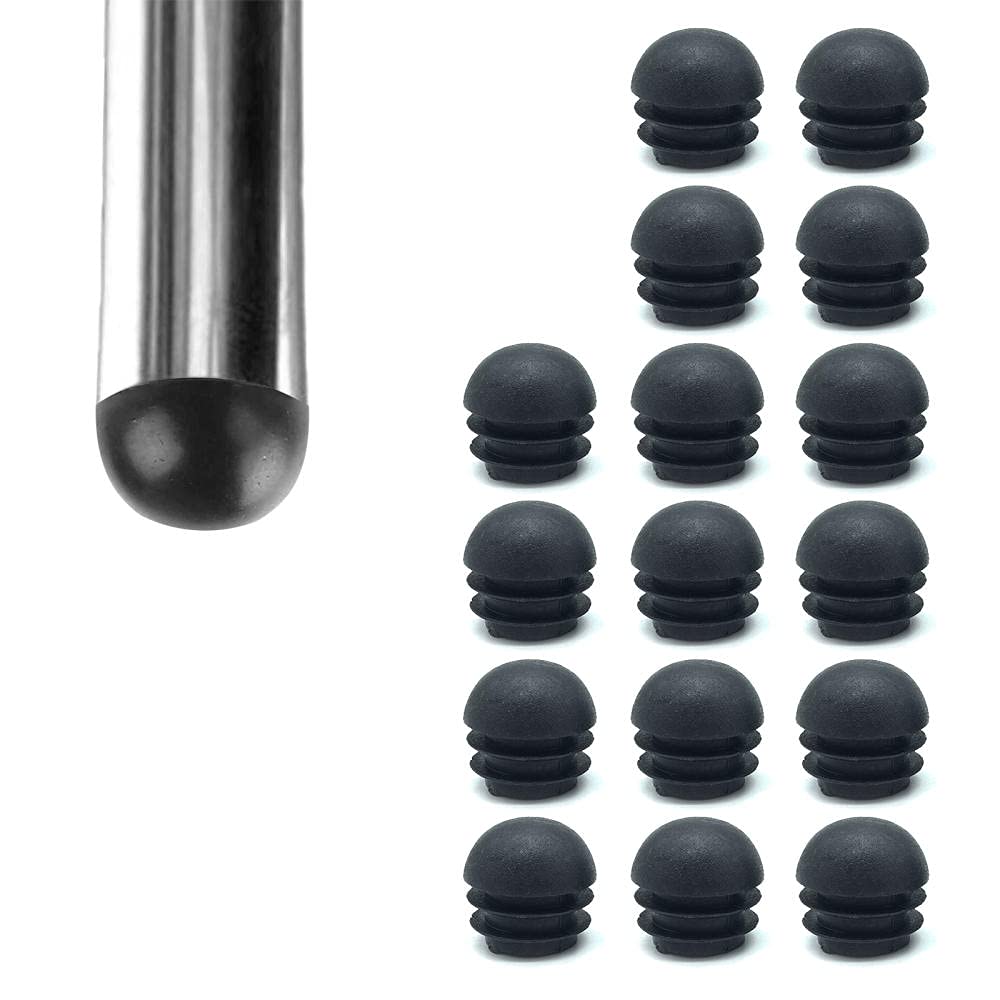 Zoyay Round Plastic Inner Plugs Half Spherical Domed End Covers, Table Foot End Caps,Chair Leg Ribbed Inserts Desk Feet Stoppers Furniture Legs PVC Pipe Plug Floor Protector Black-40mm_16pcs