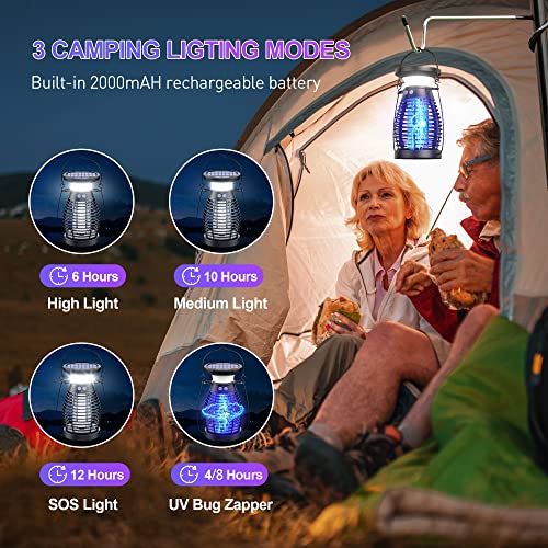 Solar Bug Zapper Outdoor, Rechargeable Mosquito Zapper Waterproof, Electric Fly Zapper, 3 In 1 Fly Trap, Insect Killer Lamp For Home, Patio, Backyard, Kitchen, Camping #TOP2