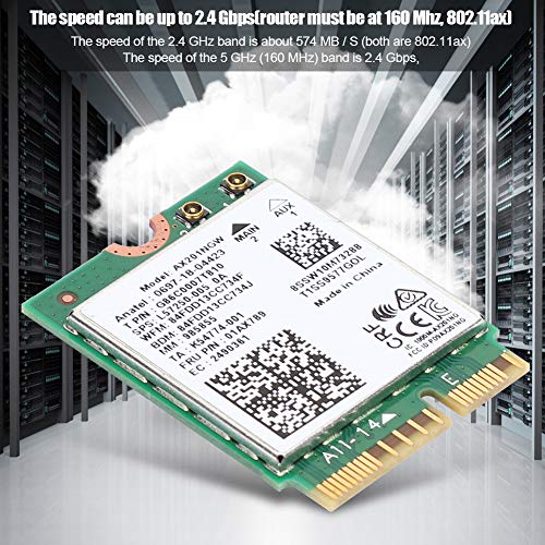 Annadue Tarjeta WiFi AX201NGW, Tarjeta Inalámbrica WiFi 6 para 10 X 64 bits, Tarjeta de Red Inalámbrica Bluetooth 5.2 con Interfaz 6 Gigabit 2400M M.2.CNVio2 - imagen 3