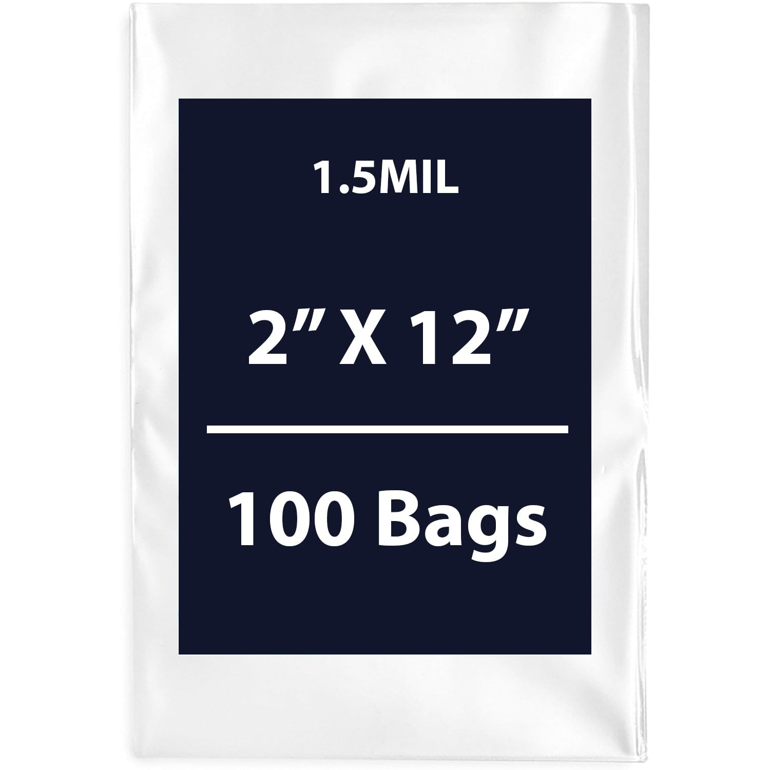 Multiple Sizes Clear Flat Poly Bags, 1.5Mil 2