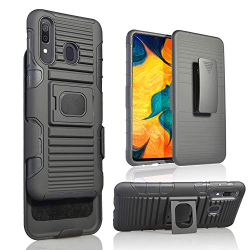 HIDAHE Samsung Galaxy A20 Case, Samsung Galaxy A30, Samsung Galaxy A50 Belt Clip Holster Case for Men Combo Case with Kickstand Heavy Duty Armor Phone Cover for Galaxy A20 A30 A50 Phone, Black