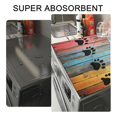 Image of Washer and Dryer Covers for the Top, Non-slip Dryer Top Protector Mat, Dust-proof Washing Machine Cover, 23.6 inch x 19.7 inch (Dog paw print, 23.6 inch x 19.7 inch)