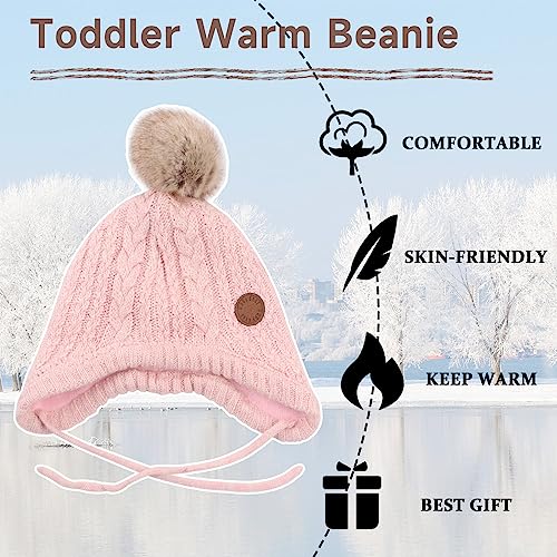 Zsedrut Winter Kids Beanie Infant Toddler Boys Girls Hat Cable Knitted Pompom Beanies Children with Fleece Lined4
