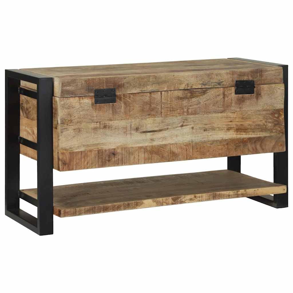 Caja de almacenamiento marrón 80 x 35 x 45 cm, baúl de madera maciza de mango, caja de madera industrial para salón y dormitorio, caja espaciosa para organizar techos y libros