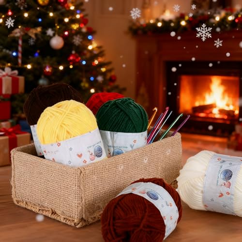 Yinsun 6 Skeins Yarn for Crocheting Knitting, Christmas Red Green Yarn for Christmas Crochet Crafts - 100% Acrylic, 50g by Yinsun - Image 2