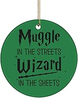 Vista 3 de Muggle in The Streets Wizard in The Sheets - Adorno para fanáticos de los fanáticos del divertido hechicero Nerd Geek de cerámica redonda de 3