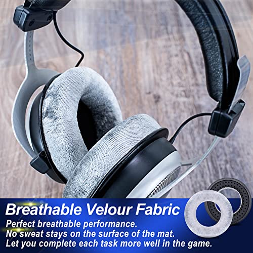 Almohadillas de reemplazo para auriculares MMX 300, DT 770, 880, 990, 1770, 1990 Pro, DT 177X, T 90 — Espuma viscoelástica más suave y mayor durabilidad (Gris) miniatura 4