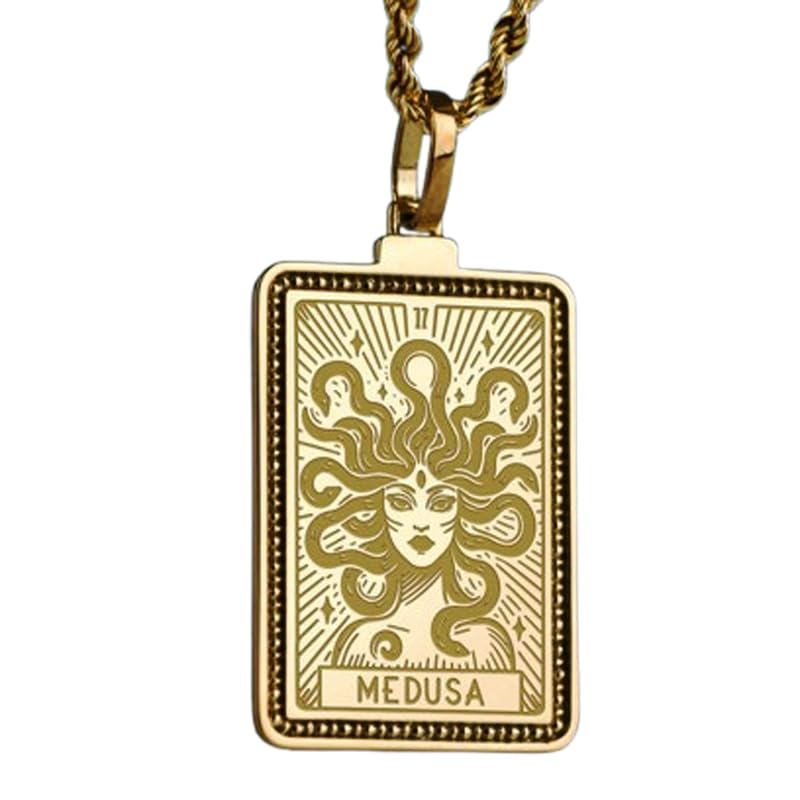 Collier Méduse gravée argent plaqué or fini les bijoux qui ternissent