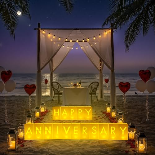 Velsyn Happy Anniversary Decorations Light up Letters - Luminary Paper Bags to be Used as Happy Anniversary Banner and Anniversary Decorations Romantic by Velsyn - Used condition - Image 4