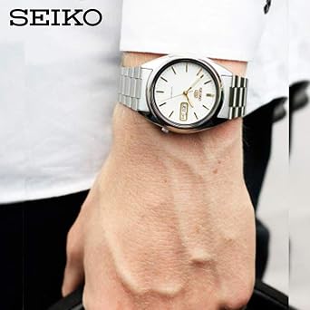 Seiko Men's SNXG47 Seiko 5 Automatic White Dial Stainless Steel Watch