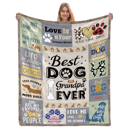 AJIIUSV Hunde-Opa-Geschenke für Männer, Geschenke für Hundeliebhaber, Hundeopa, Überwurfdecke, 127 x 152,4 cm, Geschenk für Hundeliebhaber, Geschenke für Hunde, Opa zum Vatertag, Hundebesitzer,