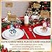 Yookeer 24 Sets Christmas Wood Place Card Holders with Cards Snowman Photo Iron Stands Table Setting Holders Number Name Picture Clip Holder for Xmas Winter Party Table Decoration Office
