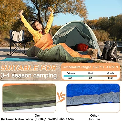 Sleeping Bags for Adults, 3-4 Season Sleeping Bag Warm & Cool 400gsm Thermal Winter Sleeping Bags Waterproof Lightweight Compact Sleeping Bag for Adults & Teens Hiking Camping Backpacking Overnight