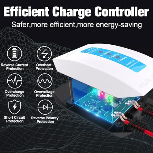 SOLPERK 30W Solar Panel Charger, Solar Panel Kit Monocrystalline 12V Solar Panel + Upgrade 8A Charge Controller + Adjustable Bracket for RV, Camper, Vehicle, Caravan, Boat, Motorcycle (30W Kit) - Thumbnail 2