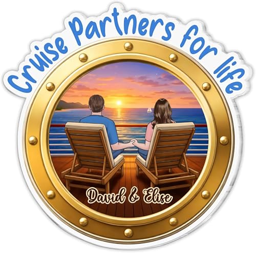 Pawfect House Gifts Personalized Cruise Door Magnets, Summer Vacation and Travel Gifts for Husband and Wife, Him and Her, Sun, Love, and Summer, Custom Magnet Sunset Scene Sign, Couple Gifts