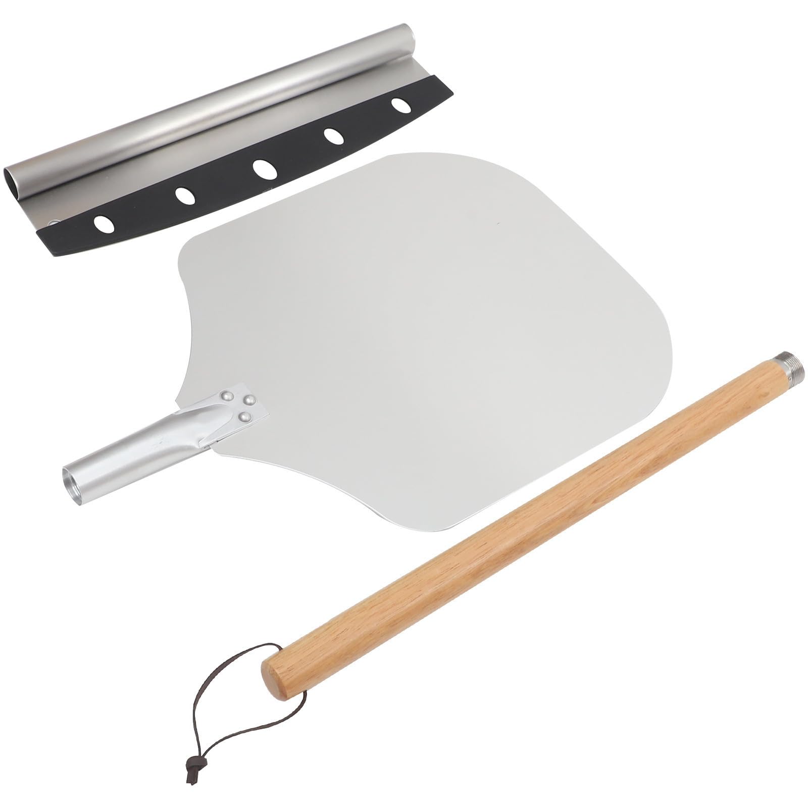 Praktisches 2 Stück Pizzaofen Spachtel mit Abnehmbarem Griff aus Aluminium und Holz Leicht zu Reinigen für Backutensilien und Pizzazubereitung