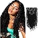 AmazingBeauty 8A Grade Human Hair Clip In Extension 3B 3C Afro Jerry Curl Thick 100% Remy Hair Natural Black 10-22inch 7 Pieces with 18 Clips 120g/4.2oz per Set Fit For Full Head 10 inch