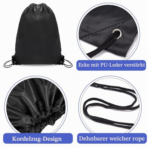 Sliverdew Kordelzugbeutel, schwarze PE-Beutel Kordelzug Turnbeutel String Schwimmbeutel Kordelzug Rucksack für Sport, Schule, Fitnessstudio, Reisen, Schwimmen, Strand