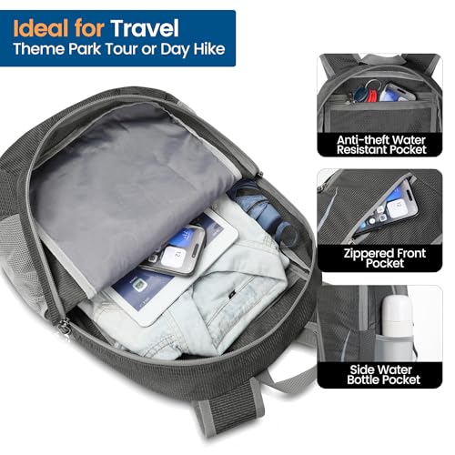 Image of ZOMAKE Ultra Lightweight Packable Backpack 25L, Foldable Hiking Backpacks Water Resistant Small Folding Daypack for Travel(Medium Grey)