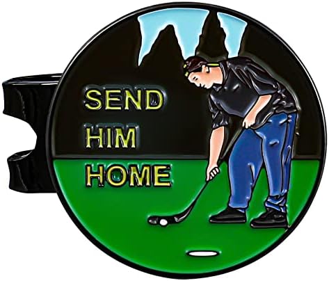SPORTY BUFF Golf Ball Marker with Magnetic Hat Clip - Funny Golf Gift (Send HIM Home)