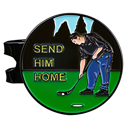 SPORTY BUFF Golf Ball Marker with Magnetic Hat Clip - Funny Golf Gift (Send HIM Home)
