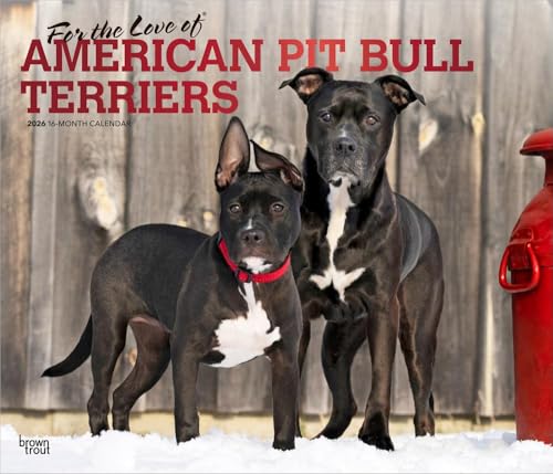 American Pit Bull Terriers | 2026 14 x 24 Inch (Hanging) Monthly Deluxe Wall Calendar | Plastic-Free | BrownTrout | Animals Dog Breeds
