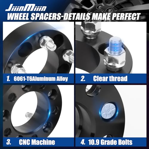 JiiinMiiin 1.5inch (38mm) 5x4.5 Wheel Spacers 5 Lug Wheel Adapters with 82.5mm Bore & 1/2-20 Studs, Fit forJeep Wrangler TJ YJ Grand Cherokee Ford Explorer Mustang Ranger - Black 2 Pack by JiiinMiiin - Image 7