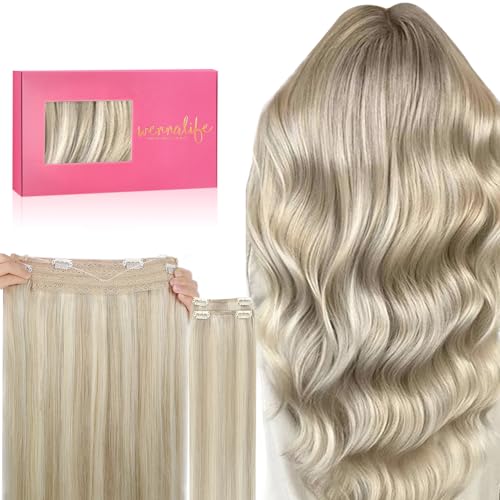 WENNALIFE Wire Hair Extensions Real Human Hair, Easy-to-Wear Invisible Line