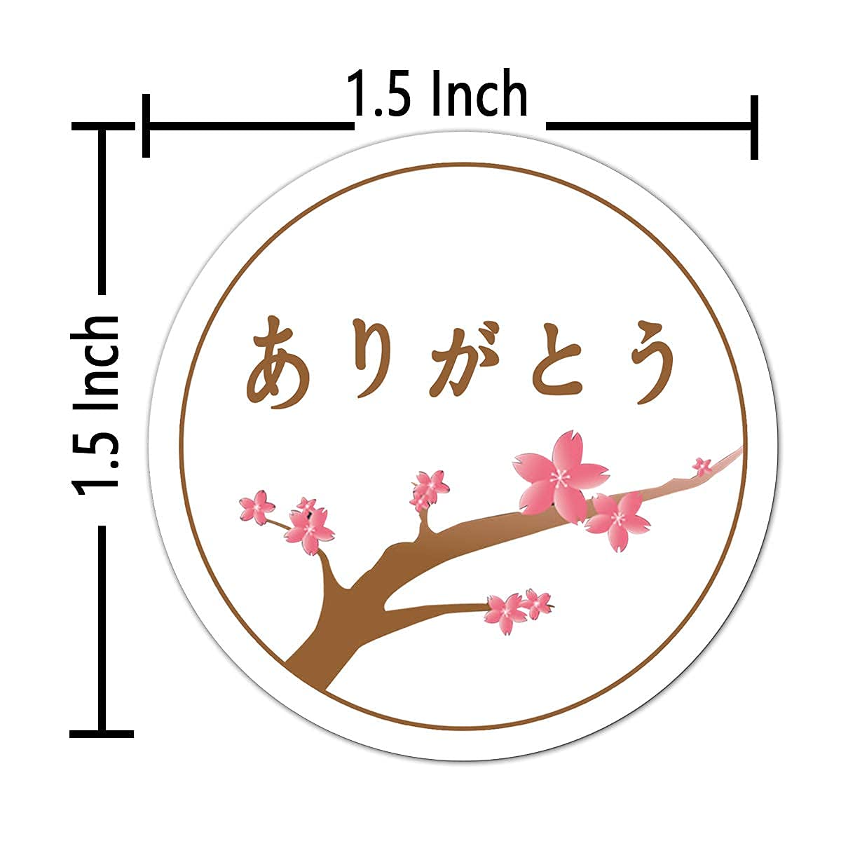 ありがとう Japanese Thank You Stickers 1.5 Inch Grateful