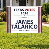 2026 Election Yard Sign - Texas Senate 2026 Lawn Sign - Democrat - James Talarico - MADE IN THE USA - 18" x 24" Double Sided Corrugated Plastic - Includes H Stake - 1 Road Sign