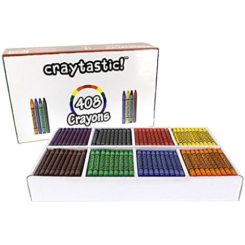 Craytastic! 408-Count Crayon Class Pack, Best-Buy Assortment (Premium, 8 Colors, Full Size, 3.5 Inch) for Schools, Classrooms, Camps, Offices, Crafts - Non-Toxic Meets ASTM D-4236 Cover