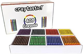 Craytastic! 408-Count Crayon Class Pack, Best-Buy Assortment (Premium, 8 Colors, Full Size, 3.5 Inch) for Schools, Classrooms, Camps, Offices, Crafts - Non-Toxic Meets ASTM D-4236