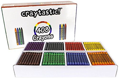 Craytastic! 408-Count Crayon Class Pack, Best-Buy Assortment (Premium, 8 Colors, Full Size, 3.5 Inch) for Schools, Classrooms, Camps, Offices, Crafts - Non-Toxic Meets ASTM D-4236 by Craytastic! - Used condition - US$17.61