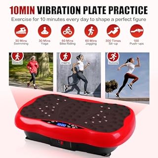 Vibration Plate Exercise Machine, Health & Fitness Full Body Vibration Platform, Portable Vibration Plate Platform for Weight Loss Home Fitness, Lymphatic Drainage, w/Resistance Bands+Remote