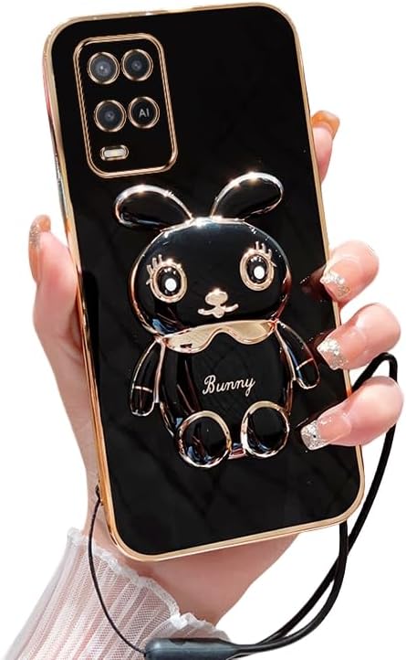 Case Compatible with Oppo A54 Phone Cover TPU Silicone Electroplated Stand Soft Durable Fall Protective Shockproof Protective Cover for Oppo A54 Case (4)