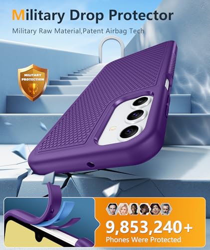 Image of FNTCASE for Galaxy A15-5G Phone Case - Samsung A15 5G Military Grade Drop Protection, 14ft Drop Tested, Screen Protector Included, Anti-Slip Matte Textured, TPU+PC Dual Layer Shockproof Cover (Purple)