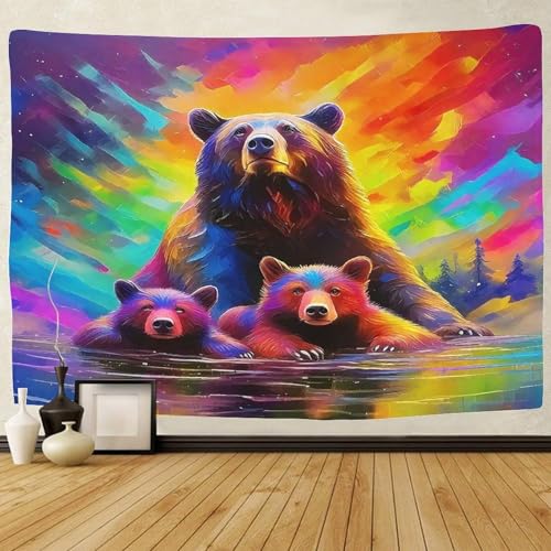 Ours brun tenture 3D de 180x230cm pour deco de chambre