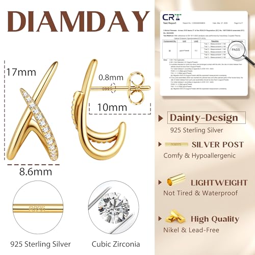 perfekt für Alltag - Detailansicht von Diamday 925 Silber Ohrstecker mit CZ Deal – Dealfoxx.de